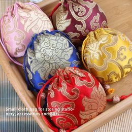 Storage Bags Jewelry Drawstring Bag Leakproof Vintage Chinese Style Flower Pattern Pouch Pocket Gift Wrapping Accessories