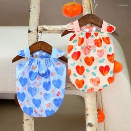 Dog Apparel Colourful Peach Heart Pet Clothing Summer Thin Cool Vest Puppy Fashion Sling Clothes Teddy Two Legs S-XXL