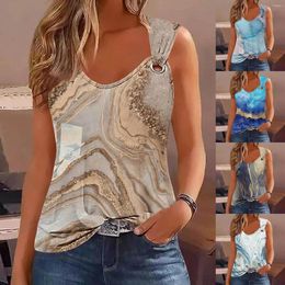 Women's Tanks Print Round Neck Loose Sleeveless Vest Fashion Casual Top 4x For Women Baggy Workout Tops