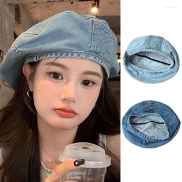 Berets Women Hat Denims Octagonal Beanie Spring Summer Headwear