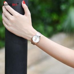 LONGBO Business luxury women diamond watches Japan quartz 5 atm waterproof ladies watch stainless steel fashion reloj mujer BRW 50239U