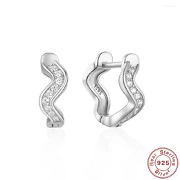 Hoop Earrings AIDE 925 Steling Silver Wave Crystal Zirconia Small Huggie Cartilage Earring For Women Piercing Ear Buckle Jewellery