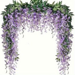 3pcs Flowers Artificial Wisteria Vine Hanging Flower Greenery Garland, Perfect for Garden Outdoor Wedding Arch Floral Spring Summer Home Decor, Aesthetic Room