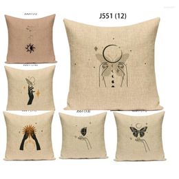 Pillow Summer Holiday Throw Pillowcase 45x45 Polyster Linen Cover Abstract Hand Personalized Velvet Nordic Home Funishing E2058