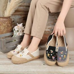 Casual Shoes Summer Ethnic Style Women's Single Lazy Wide Round Toe Cotton Embroidered Mori Girl Comfort Flattie