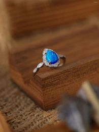 Cluster Rings 2024 European And American S925 Sterling Silver Ring Zircon Opal Water Droplet Fashion Trend For Women