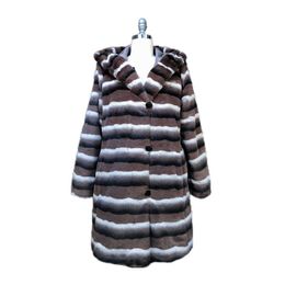 High Quality Reversible Women Over Coat Rabbit Fur Linen Design Luxury Jackets for Coats with Hoodies Winter