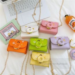 Children letter embroidery handbags kids circular buckle chain one-shoulder bags girls candy Colour PU leather crossbody bag Z7300