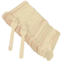 Disposable Flatware 100 Pcs Cake Spoons Ice Cream Scoop Dessert Wooden Small Unique For Craft Tasting Mini