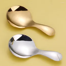 Tea Scoops 1PC Cute Stainless Steel Spoon Short Handle Gold Ice Cream Coffee Kids Kitchen Condiment Spice Scoop