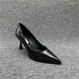 Dress Shoes Women's Luxury Party Medium Heel Woman High Heels Pointed Toe Women Pumps For Fashion Office Lady Free White Black