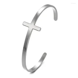 Bangle Trendy Flat Cross Open And Bracelet For Woman Male Simple Fashion Punk Vintage Jewelry