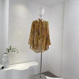 Women's Blouses Est 2024 Autumn Collection Pure Silk Spring Paisley Print Long Sleeve Blouse Tops