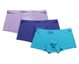 Sky blue 3piece set of ice silk seamless men is boxer shorts fashion breathable U convex ice silk men is underwear7430394