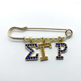 Brooches Exquisite Rhinestone Inlaid Greek Letter SIGMA GAMMA RHO Metal Charm Brooch Sorority Society Jewelry DIY Pin