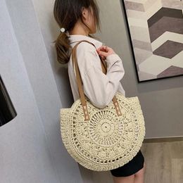 Shoulder Bags Summer Straw Woven Bag Handmade Hollow Shopping Tote Fashion Casual Simple Portable Large Capacity For Seaside Holiday