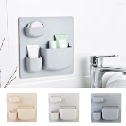 Kitchen Storage No Drilling Wall Rack Multipurpose Plastic Adhesive Shelves Easy-to-Install Hanging Living Room