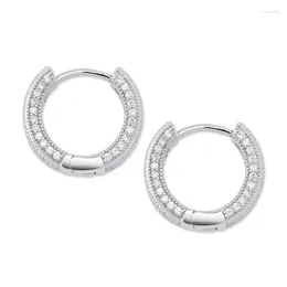 Stud Earrings Hip Hop Full CZ Stone Paved Bling Out Huggie Earring For Men Women Round Fashion Jewellery Gold Colour