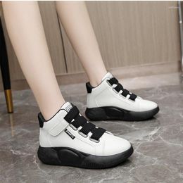 Casual Shoes Women's 2024 Spring And Autumn Mid Top Breathable Cute Increase Thick Sole Sports