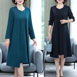 Work Dresses Women Dress Suit Elegant Women's Coat Set With Flower Embroidery V Neck Design Knee Length Silhouette Formal For Special