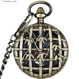 Pocket Watches Square Cross Strip Leaf Stainless Steel Vintage Pocket Skeleton Dial Hand Wind Mechanical Fob Chain Pendant Clock L240322