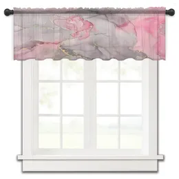 Curtain Marble Texture Watercolor Pink Gray Kitchen Curtains Tulle Sheer Short Living Room Home Decor Voile Drapes