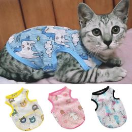 Summer Cat Dog Clothes Cute Cartoon Kitten Vest for Cats Sphynx Breathable Pet Sun Protection Clothing Supplies Ropa Para Gatos 240309