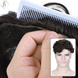 Toupees Toupees TESS Toupee Men 0.1mm PU Base Man 75g Natural Hair 100% Male Replacement System Prothesis Invisible Brazil Hairpiece