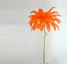 Nordic Ostrich Feather Led Floor Lamp Resin Copper Living Room Home Decor