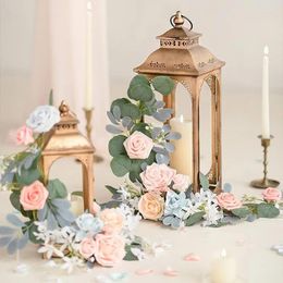Decorative Flowers Handcrafted Rose Flower Garland Floral Arrangements For Wedding Table Centerpieces Runner Lantern Wreath Decoration Aisle