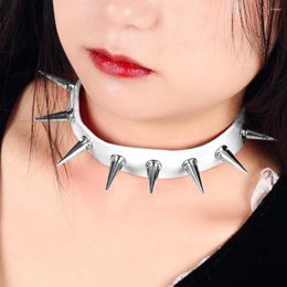 Pendant Necklaces Harness Choker Punk Gothic Style Sexy Leather Necklace Rivet Accessories Belt Stainless Steel Jewellery Adjust Size Festival
