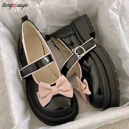 bows Lolita Shoes kawaii mary jane shoes Women Japanese Style Vintage Girls High Heel Platform shoes College Student JK shoes 240311