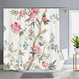 Shower Curtains Flower Bird Curtain Botanical Leaf Home Decor Polyester Fabric Washable Bathroom With Hooks