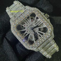 Custom Diamond Watch For Men Skeleton Iced Out Moissanite Watches Automatic Wrist Watch Luxury Watch Free Shipping