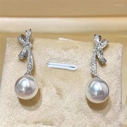 Stud Earrings Korean Temperament Fashion Ladies Unique Bowknot Pearl High-end Banquet Party Must-have Sterling Silver S925