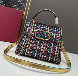 quality cowhide Women's rainbow designer Bag vsling luxurys handbags Large Capacity Briefcase weave handbags Large Bag