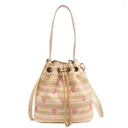 Shoulder Bags Bag Love Heart Embroidered Crossbody Fashion Casual Handbag Drawstring Shopping