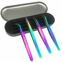 4pcs L Tweezers Set False Eyel Extensi Clip Pliers Eyebrow Tweezers For Hair Nail Art Soldering L Tgs Makeup Tools i2JR#