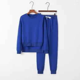 Women's Two Piece Pants Women Two-piece Suit Irregular Hem Sweatshirt Sweatpants Set Elastic Waist Lounge Outfit With Drawstring 2 For Fall