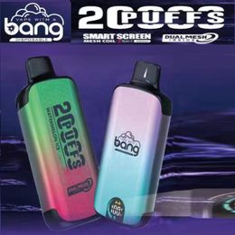 Bang 20000 Puffs Smart Screen Disposable E-cigarettes Vape 0% 2% 3% 5% 25ml Prefilled Pod 650mah Rechargeable Battery Pen vs Puff 20k Box kit dual mesh coil
