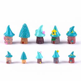 Mini Castle 3D Miniatures Cartoon Tree House Figurines House Home Decoration Resin Small Ornament