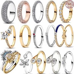 Cluster Rings Light Luxury Personalised Women's Ring 925Sterling Silver Shining Diamond Snowflake Fashion Wedding Exquisite Jewellery