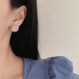 Stud Earrings Fashion Gold Plated Flower Charm Girls Dinner Party Bridal Wedding Jewelry Accessories