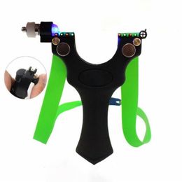 Black Outdoor Points With Slingshot Resin Bow Flat ABS Band Lamp Hunting Aiming Sight Archery Rubber Catapult Ckaen