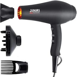 Infrared Hair Dryer Professional Salon Negative Ionic Blow Dryers for Fast Drying Pro Ion Quiet HairdryerBlack 240314