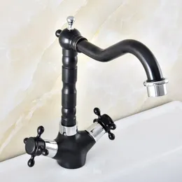 Bathroom Sink Faucets Black Oil Rubbed Bronze Silver Chrome Brass Kitchen Vessel Basin Swivel Spout Faucet Mixer Water Tap Anf482