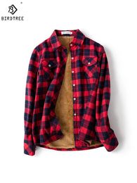 Velvet Thick Warm Womens Plaid Shirt Female Long Sleeve Tops M-5XL Winter Fleece Casual Cheque Blouse Autumn Clothes T77710A 240323