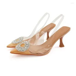 Dress Shoes Women Transparent High Heels Woman Pumps Rhinestone Clear 2024 Spring Summer Elegant Party Heeled Sandals