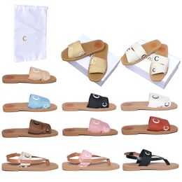 Designer Sandals Slippers Luxury pantoufle Woody Slide Clogs Mule Flat Letter loafers Slippers Summer Beach Platform Canvas Herringbone Shoes