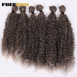Weave Weave FREEDOM Synthetic Afro Kinky Curly Hair 6 Pcs/lot 260g Long Synthetic Hair Bundles Ombre Brown Weave Hair Fake Fibers